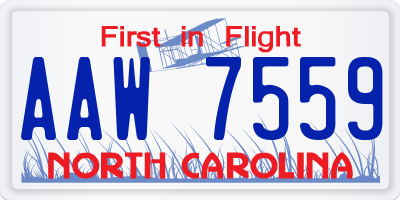 NC license plate AAW7559