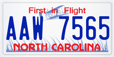 NC license plate AAW7565