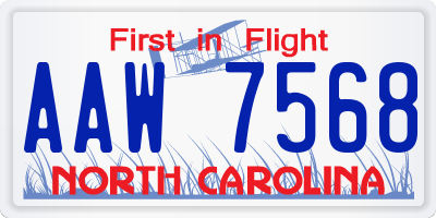 NC license plate AAW7568