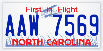 NC license plate AAW7569