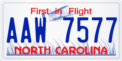 NC license plate AAW7577