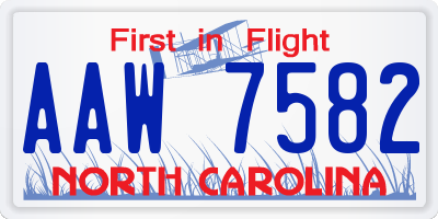 NC license plate AAW7582