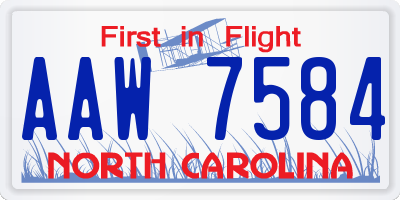 NC license plate AAW7584