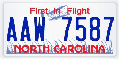 NC license plate AAW7587