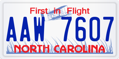 NC license plate AAW7607