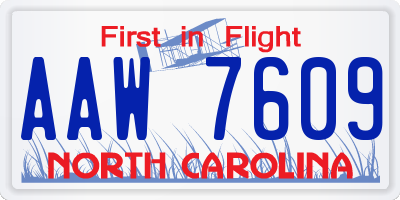 NC license plate AAW7609