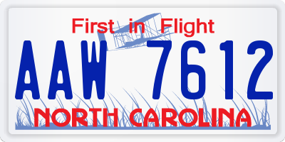 NC license plate AAW7612