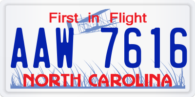 NC license plate AAW7616