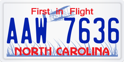 NC license plate AAW7636