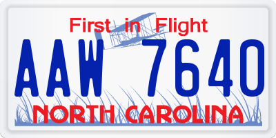 NC license plate AAW7640
