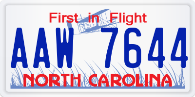 NC license plate AAW7644