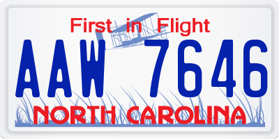 NC license plate AAW7646