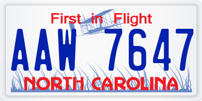 NC license plate AAW7647