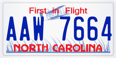NC license plate AAW7664