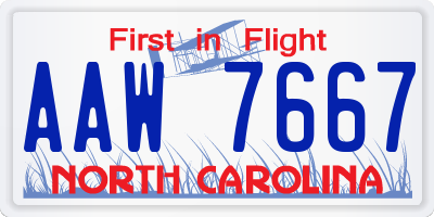 NC license plate AAW7667