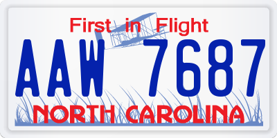 NC license plate AAW7687