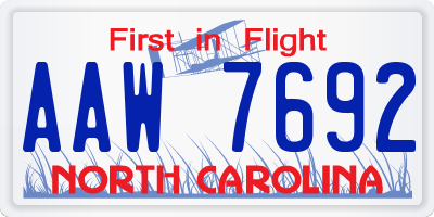 NC license plate AAW7692