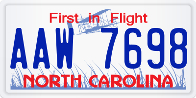 NC license plate AAW7698