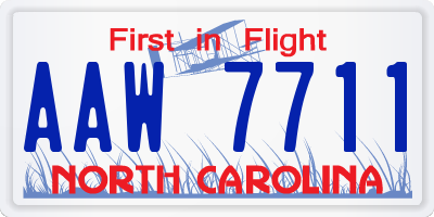 NC license plate AAW7711