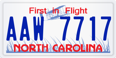 NC license plate AAW7717