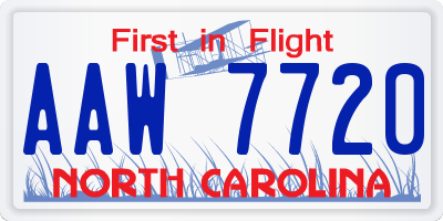 NC license plate AAW7720