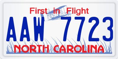 NC license plate AAW7723