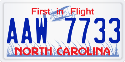 NC license plate AAW7733