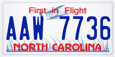 NC license plate AAW7736