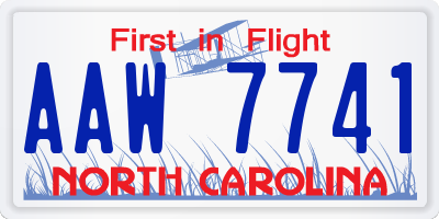 NC license plate AAW7741