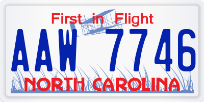 NC license plate AAW7746