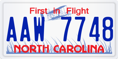NC license plate AAW7748