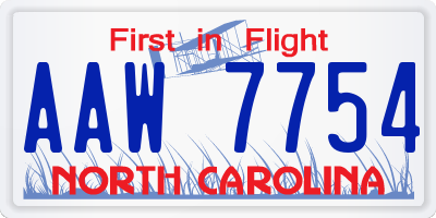 NC license plate AAW7754