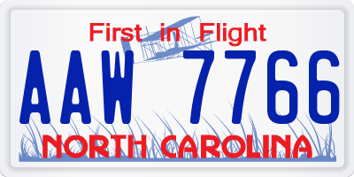 NC license plate AAW7766