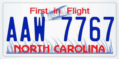 NC license plate AAW7767