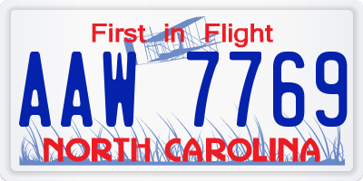 NC license plate AAW7769