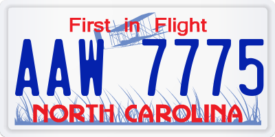 NC license plate AAW7775