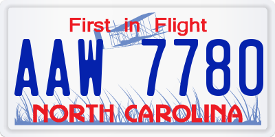 NC license plate AAW7780