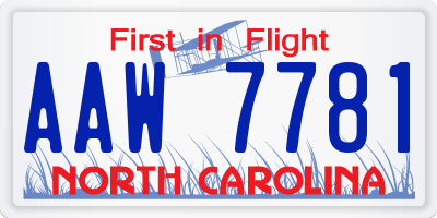 NC license plate AAW7781