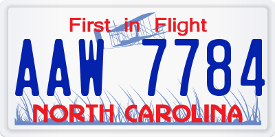NC license plate AAW7784