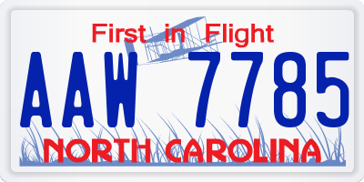 NC license plate AAW7785