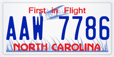 NC license plate AAW7786