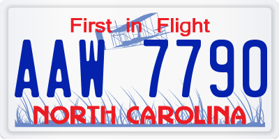 NC license plate AAW7790