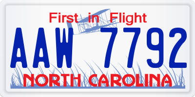 NC license plate AAW7792
