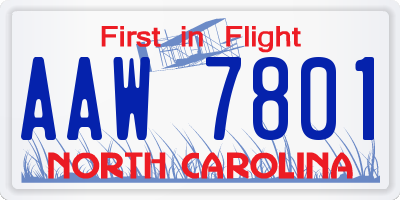 NC license plate AAW7801