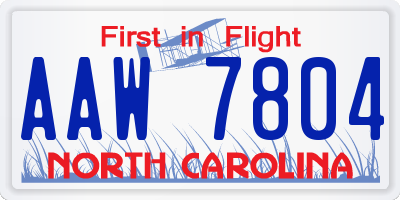 NC license plate AAW7804