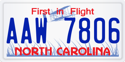 NC license plate AAW7806