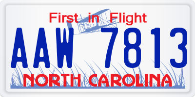 NC license plate AAW7813