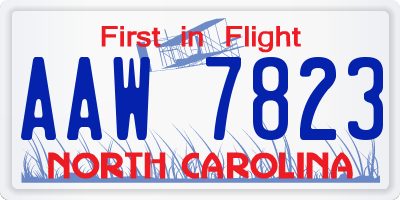 NC license plate AAW7823