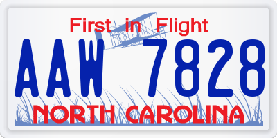 NC license plate AAW7828