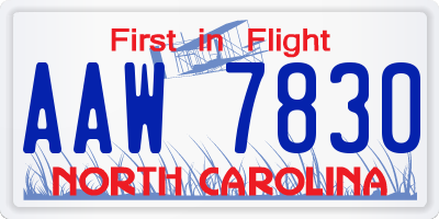 NC license plate AAW7830